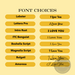 Font choices - this is a list of available fonts to choose from. If your favorite isn't listed please let me know